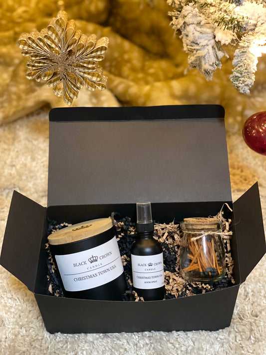 Christmas Gift Box- Christmas Town USA Soy Candle, Room Spray and Matches